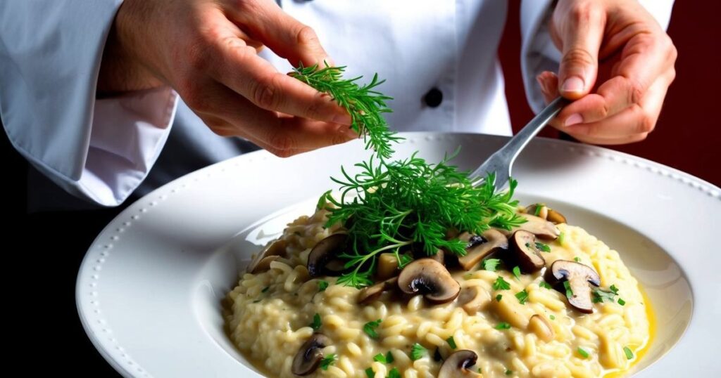 Guarnire e Servire il Risotto ai Funghi
