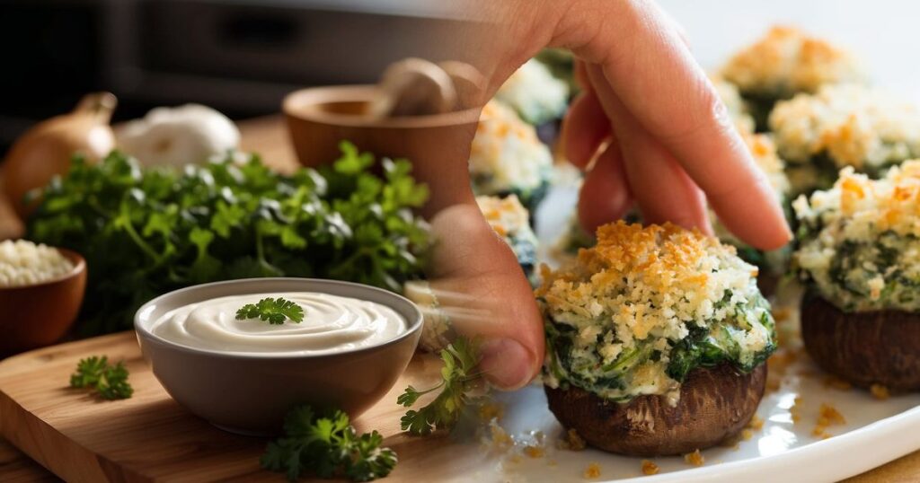 Preparation and Ingredients - Creamy Stuffed Mushrooms Recipe